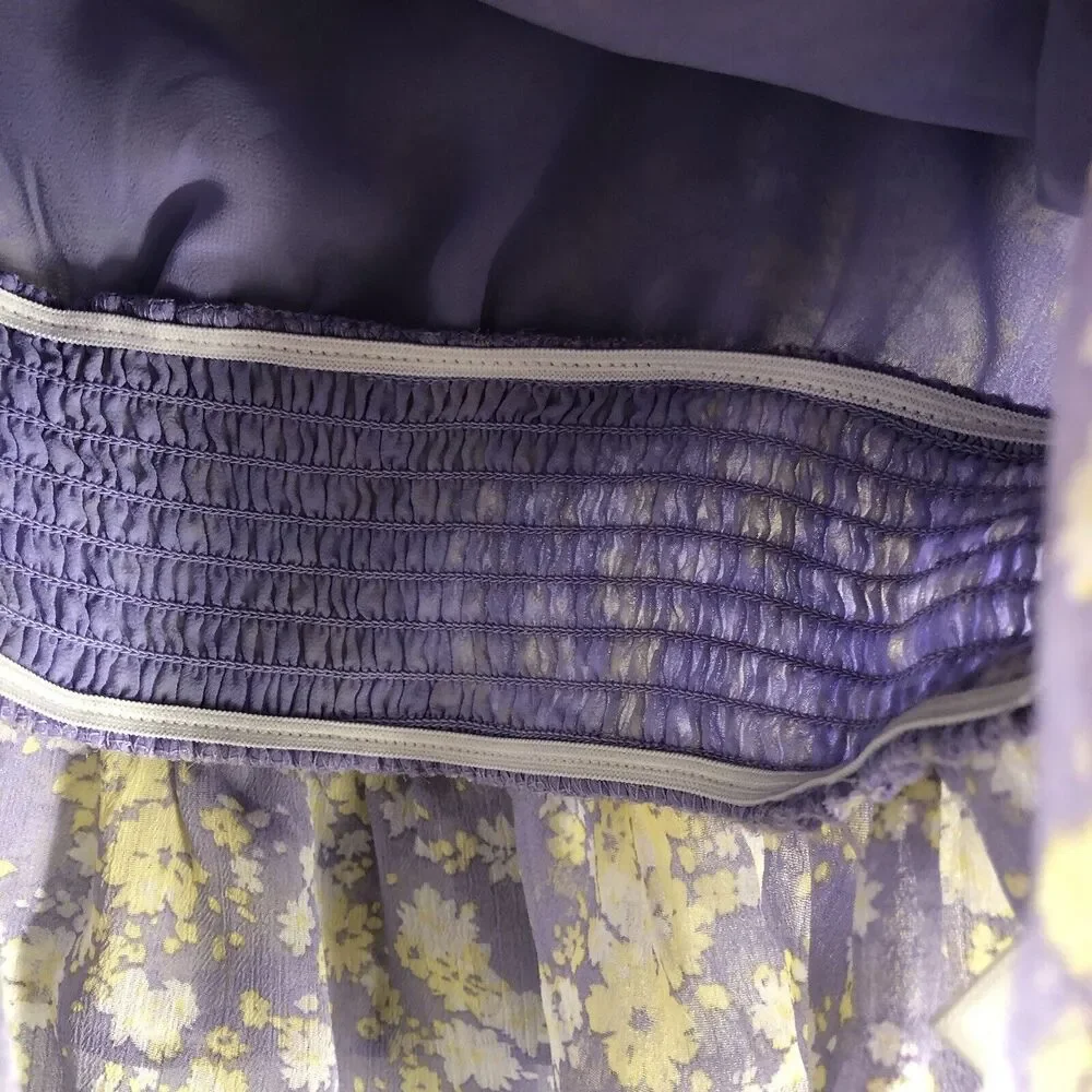 ASTR The Label Size Small Cropped‎ Smock Waist Tank Top Purple Floral Flouncy - Picture 12 of 15